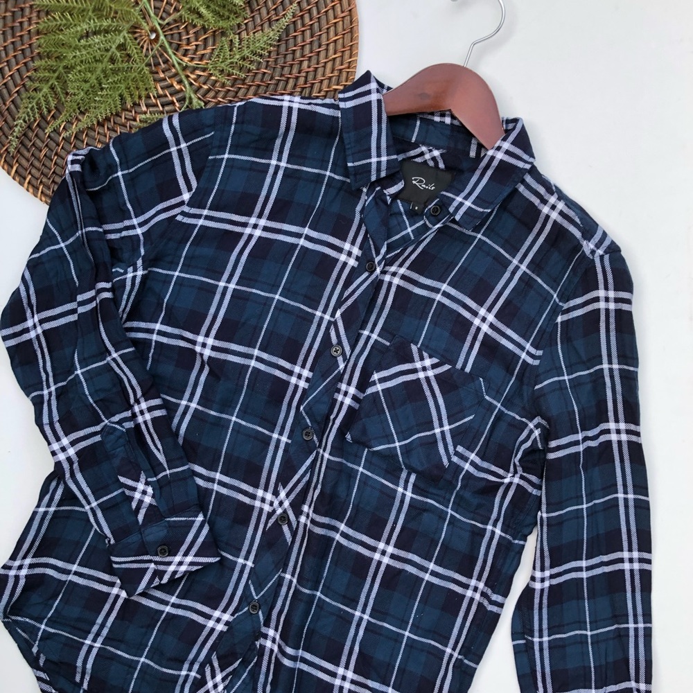 Rails Women’s Shirt Blue Plaid Button Up Long Sleeve Small